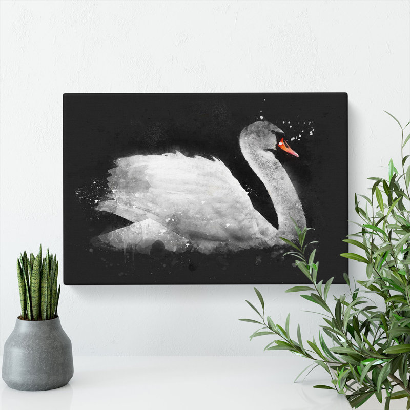 White Swan Swimming - Wrapped Canvas Print, 60cm H x 91cm W x 3cm D