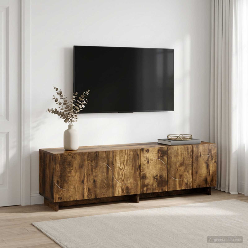 TV Stand, 40cm H x 140cm W x 34.5cm D, Smoked Oak