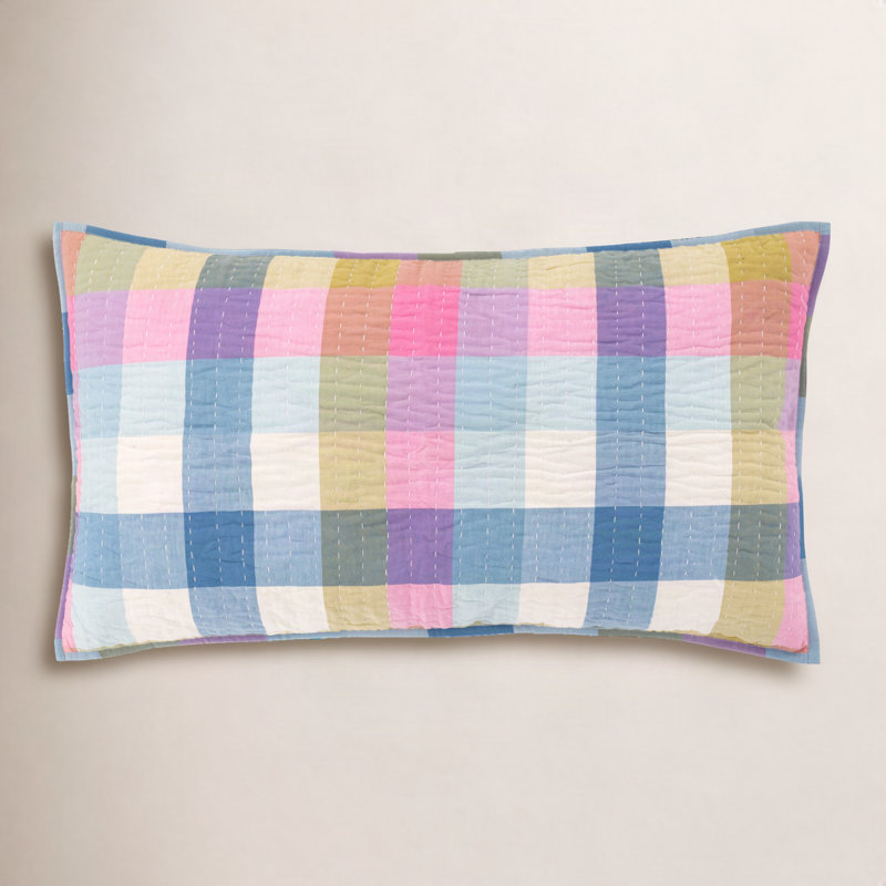 Plaid Cotton Pillow Sham, King
