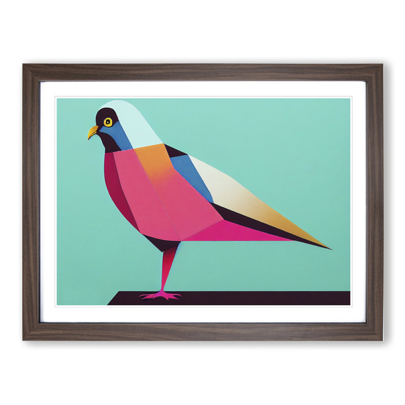 Abstract Pigeon Bird Vol.2 - Framed Print, 34cm H x 46cm W x 2cm D, Walnut