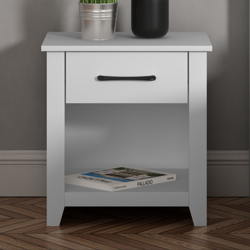 Walter 20.3" 1 Drawer Nightstand, Matte White