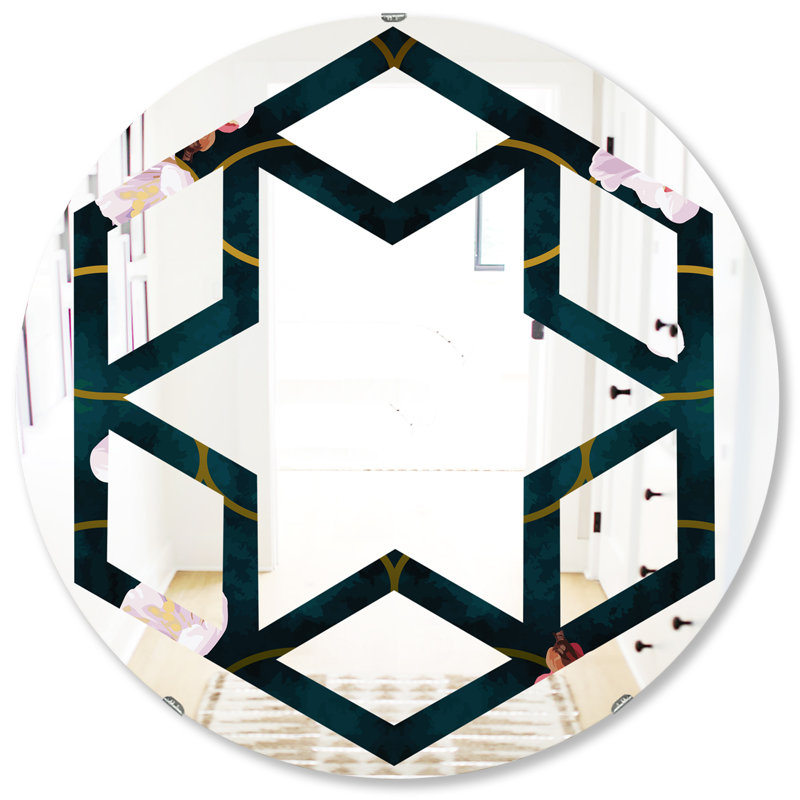 Miroir mural éclectique sans cadre Flower II, H 31,5 po x l po