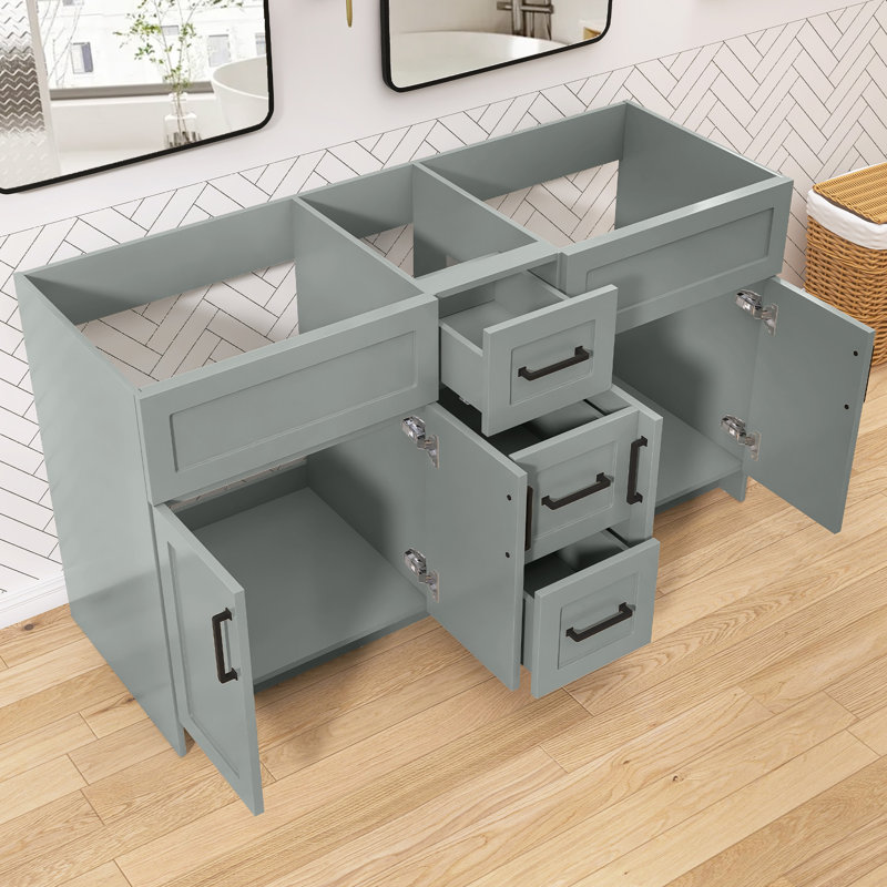 Armoire de salle de bain autoportante sans base 48 po x P 21,5 po x H 33,5 po, Gris