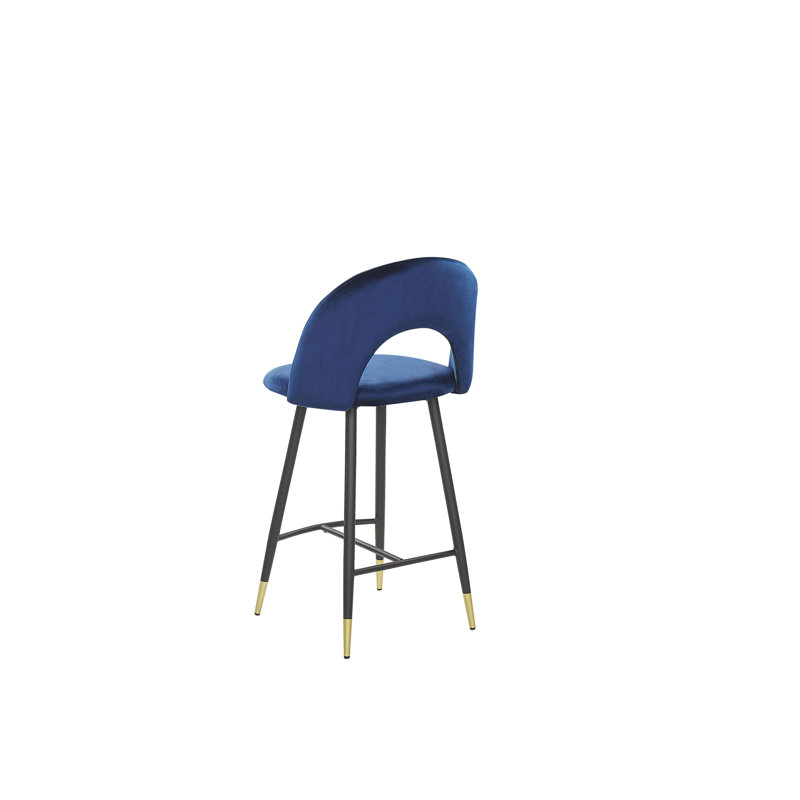 Aubin Upholstered Counter Stool with Metal Frame, Blue