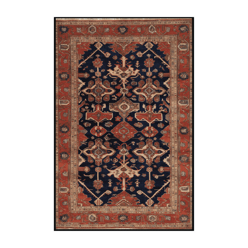 Machine Washable Persian Brown Area Rug, Rectangle 4' x 6'
