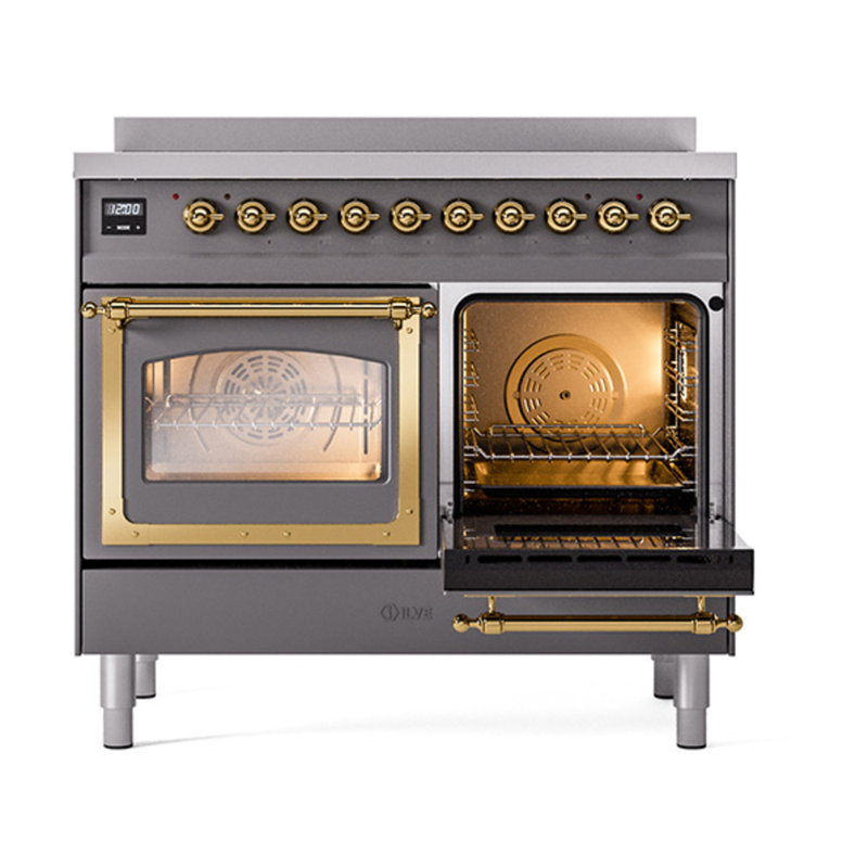 ILVE Nostalgie II Noblesse 40 in Induction Range, Graphite Matte/Brass