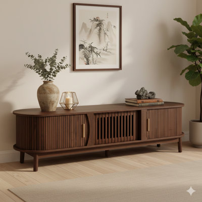 Meuble télé de style campagne moderne pour téléviseur de 75 pouces, centre de divertissement en bois avec armoire de rangement, console de télévision pour le salon ou la chambre à coucher