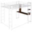 Lit mezzanine en métal blanc avec bureau intégré et 2 tablettes - taille fonctionnelle pratique et conception stable