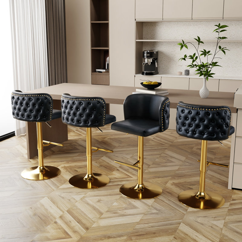 Ensemble de 4 tabourets de bar Modern, Noir et or