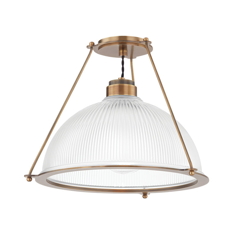 Plafonnier semi-encastré en verre, H 13 po x l 17,75 po x P 17,75 po