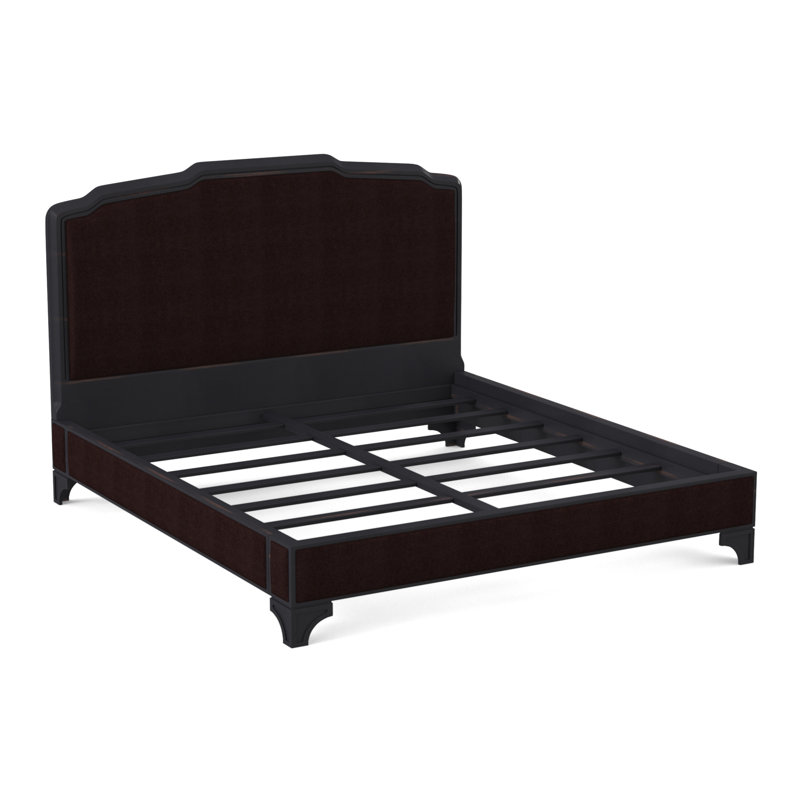 Nova Upholstered Bed, Bruges Polyester Blend, Vintage Ebony