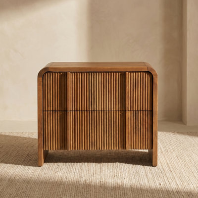 Arcade Solid Mango Wood Waterfall-Edge Nightstand in English Walnut