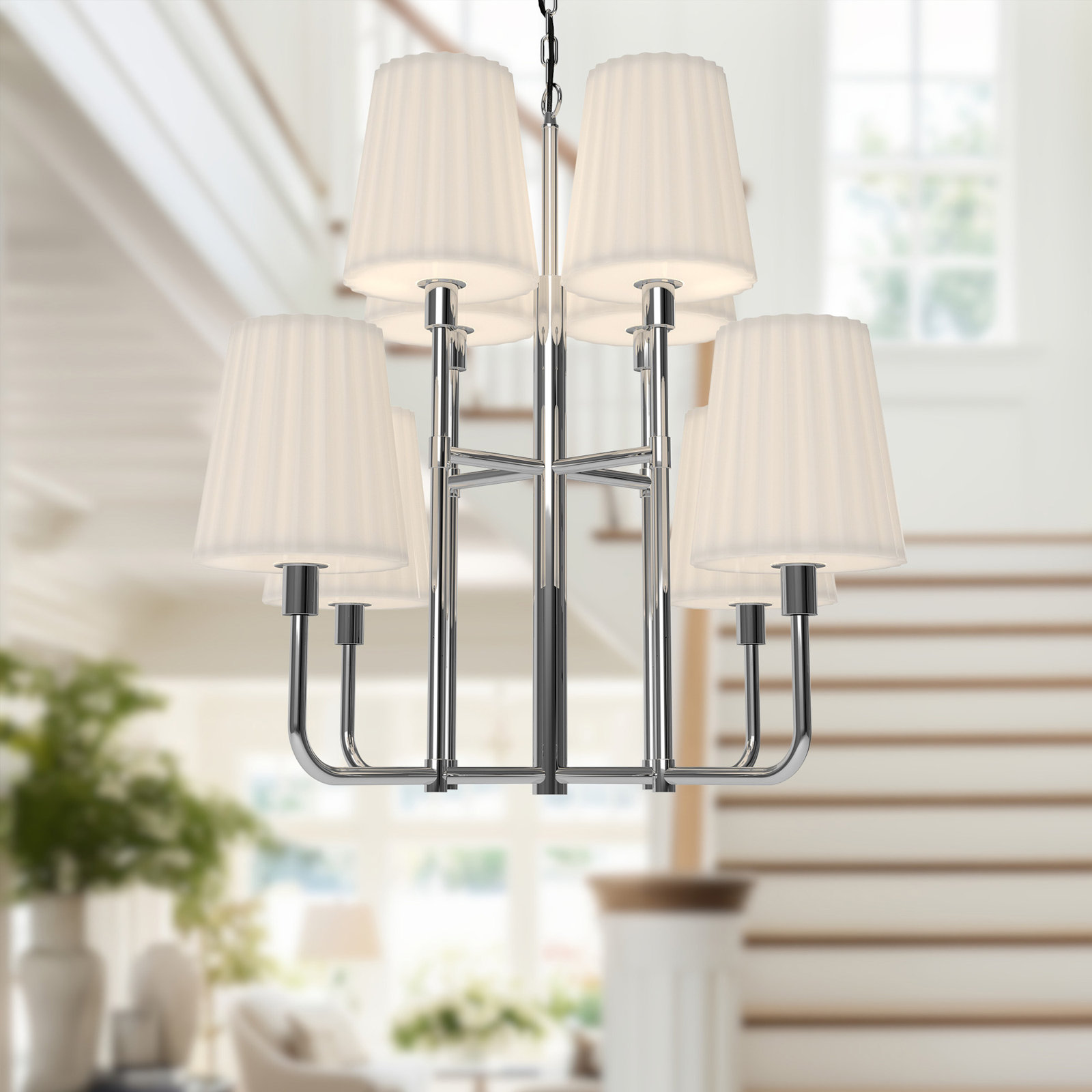 Tindra 8 - Light Metal Dimmable Chandelier, Chrome