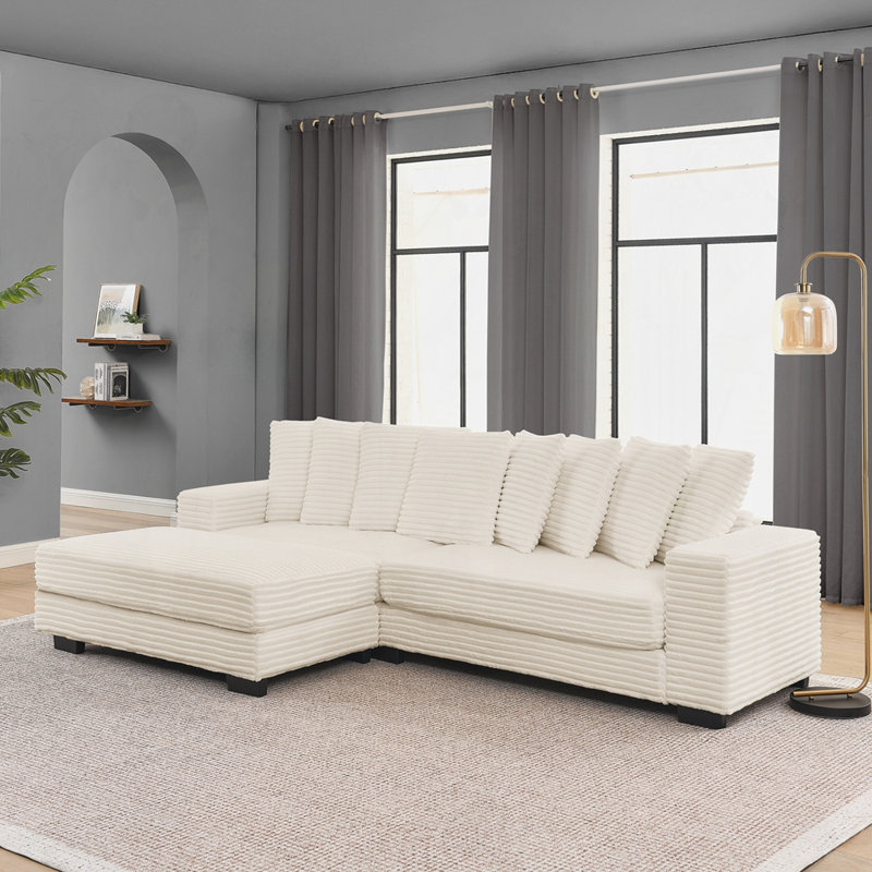 L-Shaped Modular Convertible Sofa, Beige