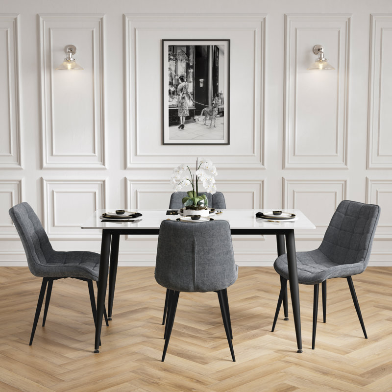 Luna Marble Effect 4 Seater Dining Set