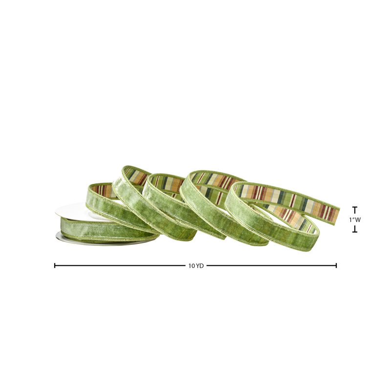 Velours 1 po X10Y avec ruban à motif écossais de chasse, Sage Green