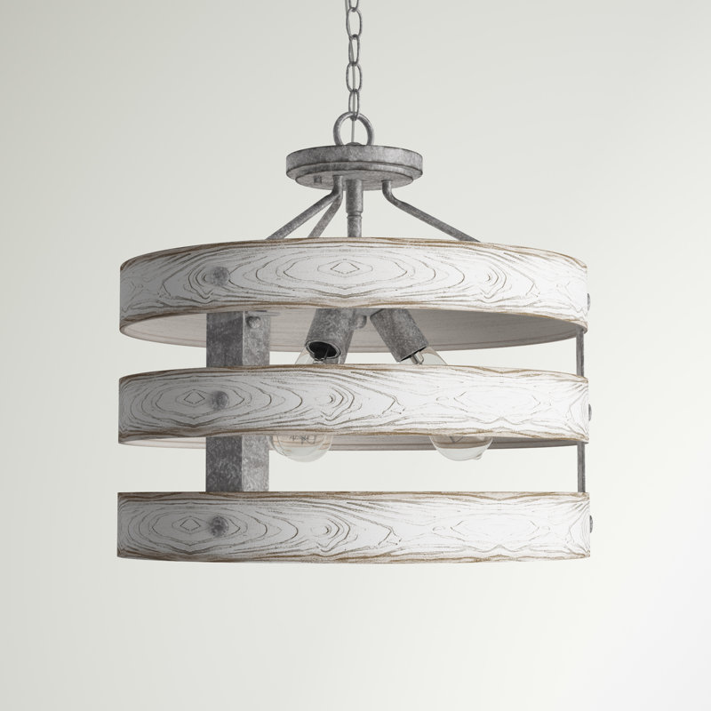 Luminaire suspendu cylindrique à 3 lumières Kingsley, Finition galvanisée