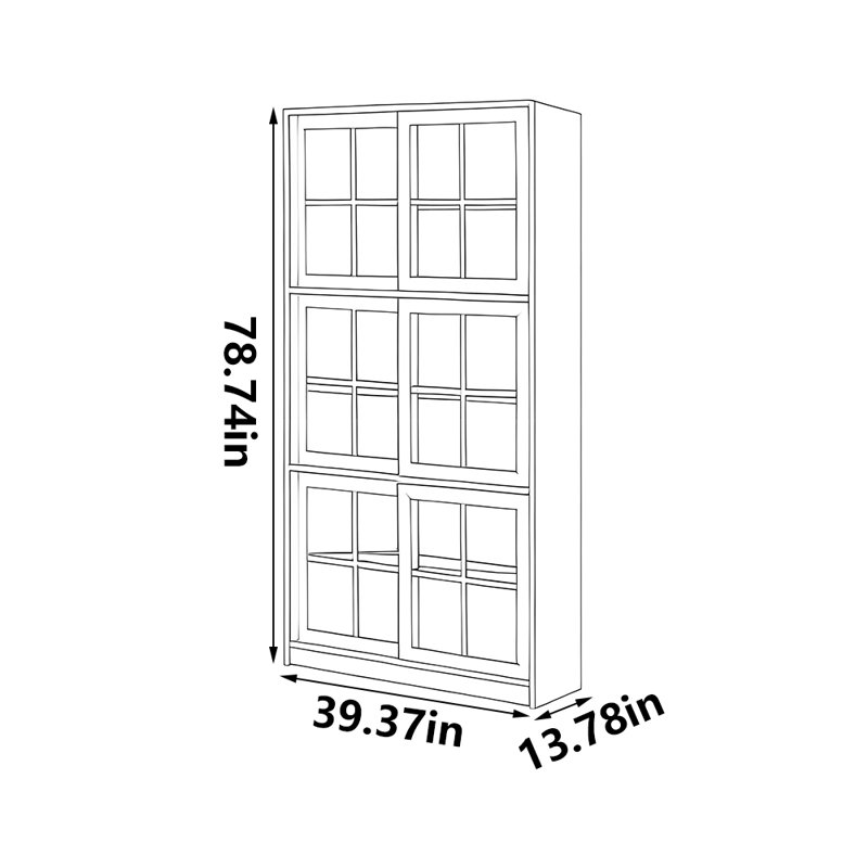 Bibliothèque de rangement populaire de style américain, (6 tablettes) H 78,74 po x l 39,37 po x P 13,78 po