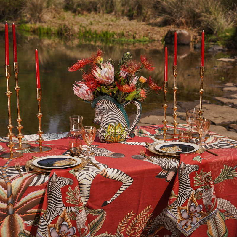 Tablecloth - Pangolin Park - Royal Red - Large - Cotton, 94'' L x 63'' W