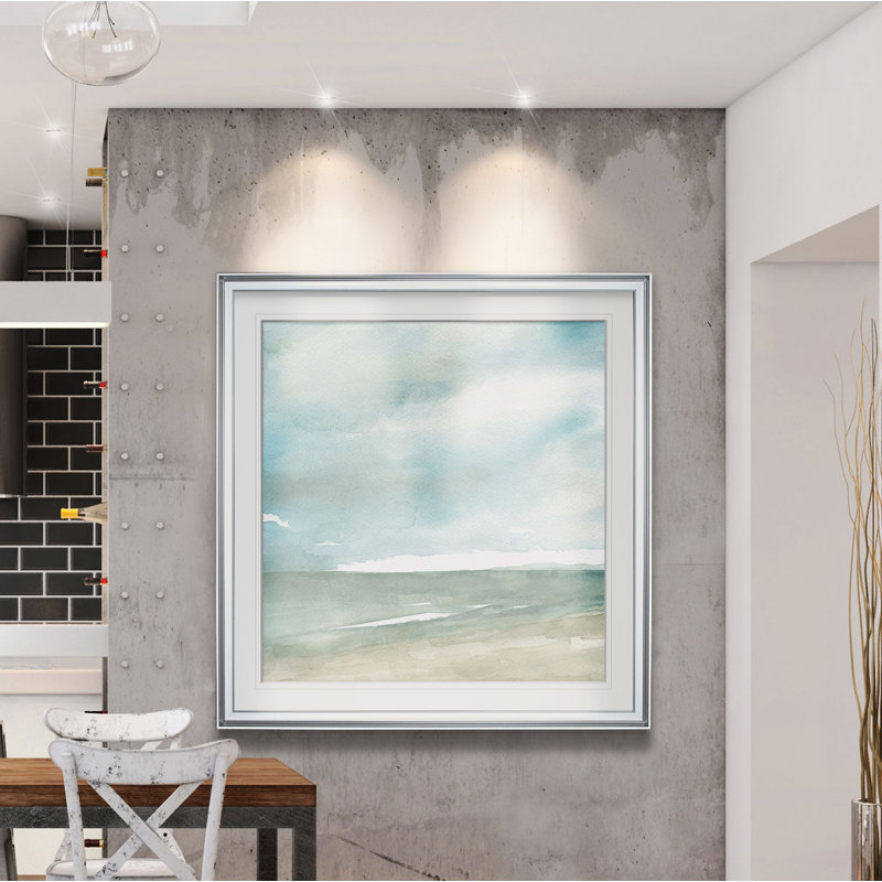Tranquil Seas - impression, H 24 po x l 24 po x P 2 po, Cadre argenté
