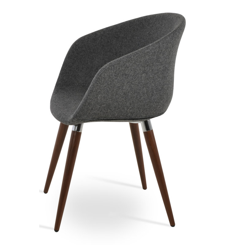 Chaise d’appoint rembourrée en similicuir Tribeca Ana, Gris foncé, Noyer