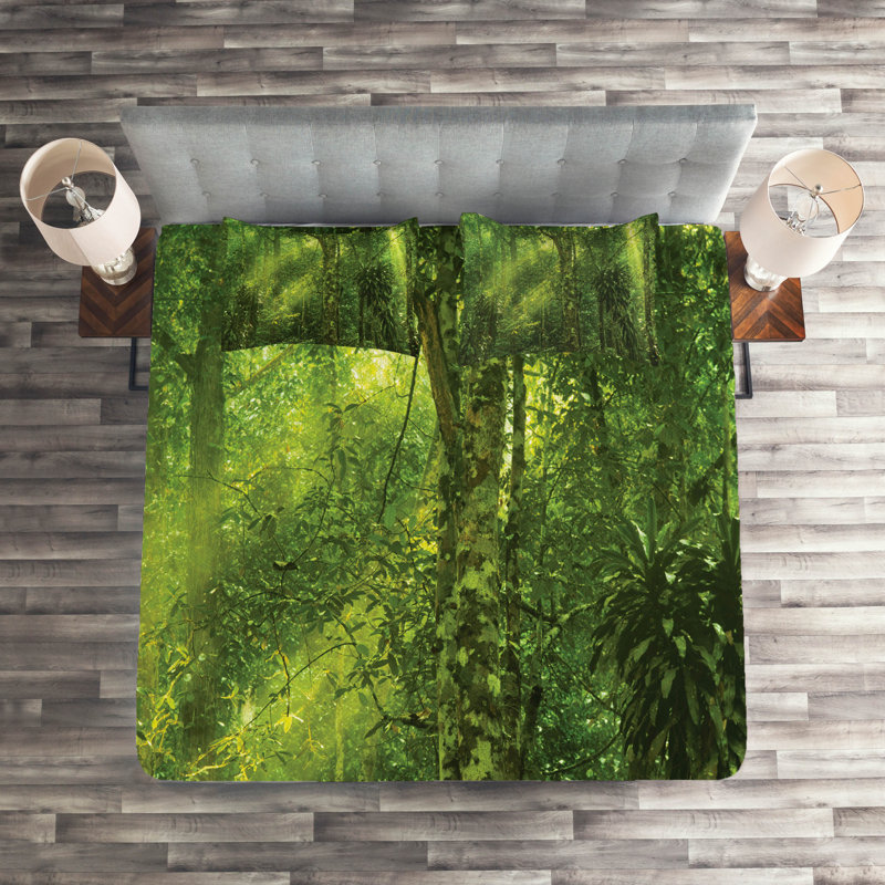 Forest Rustic Coverlet, King Bedspread + 2 Shams