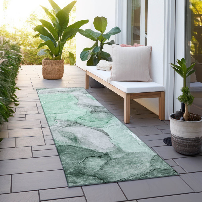 Alfonzo Washable Abstract Indoor / Outdoor Rug, Runner 2'3" x 7'6"