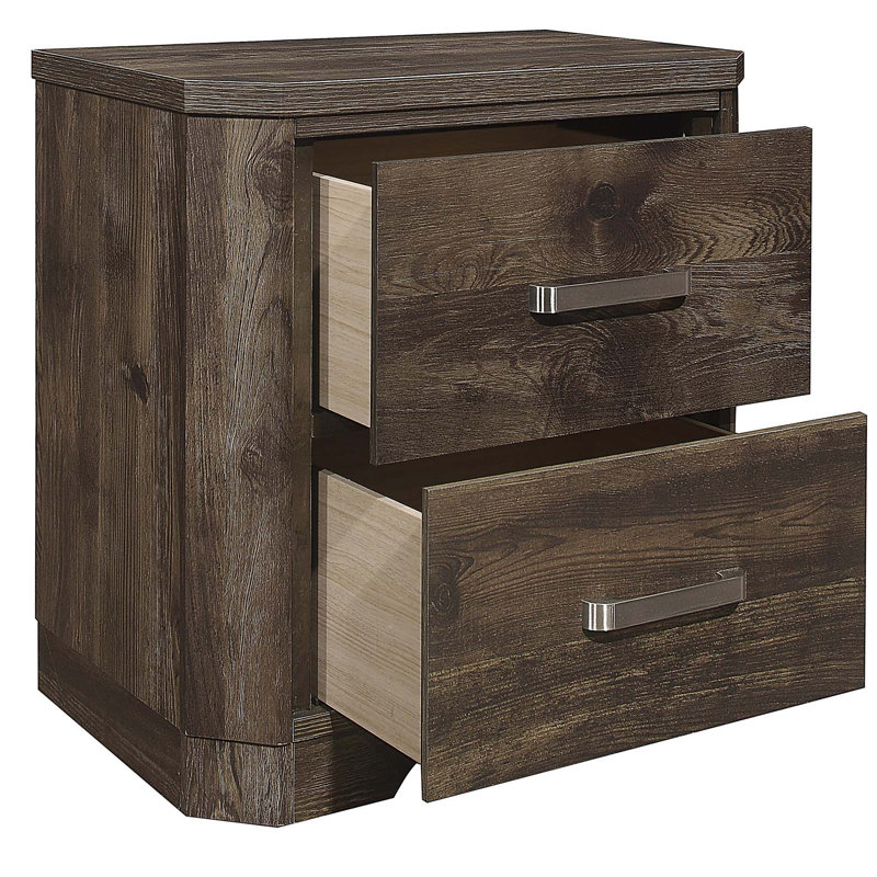 Table de chevet 1 pièce Rustic Brown Finish Brown