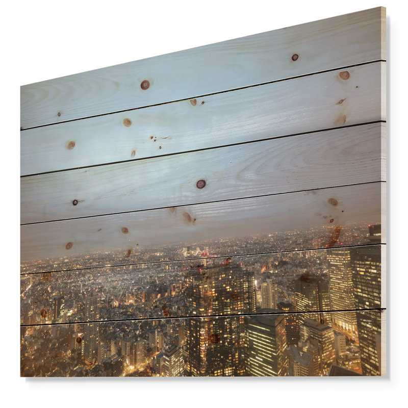 Photographie « shinjuku district view point », H 30 po x l 40 po x P 1,5 po, Bois