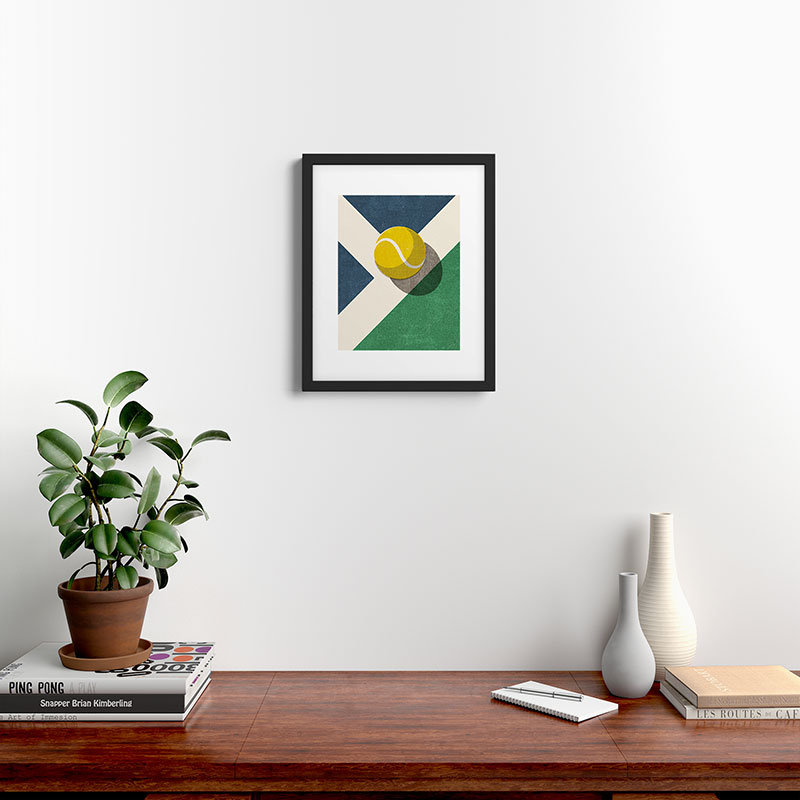 «Tennis Hard Court» encadré sur papier par Daniel Coulmann, Cadre noir, H 20 po x l 16 po