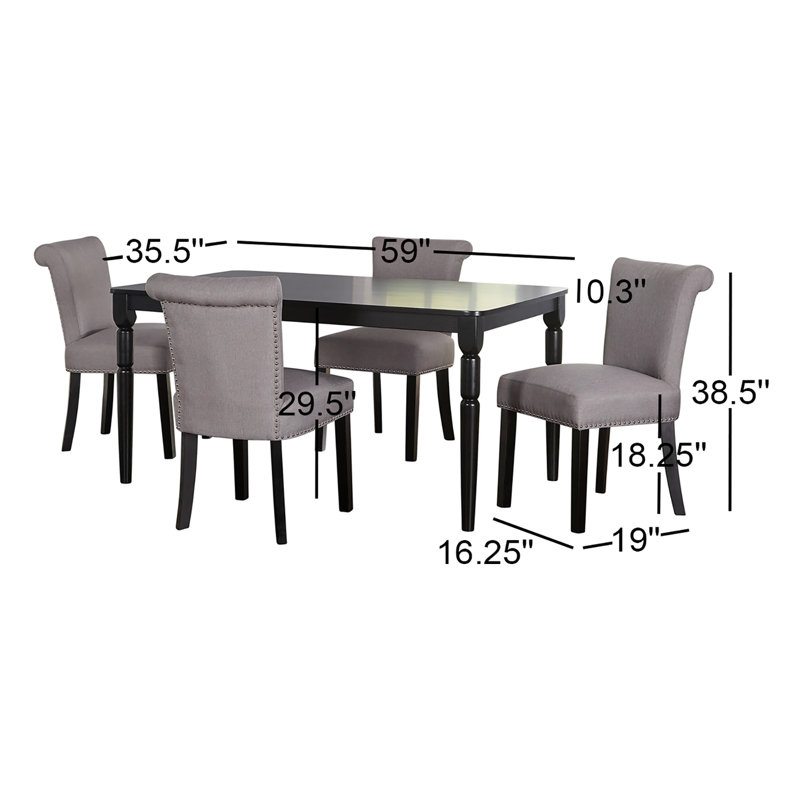 Ozias 6 - Person Four Leg Dining Set, 5 Pieces: 1 Table, 4 Chairs