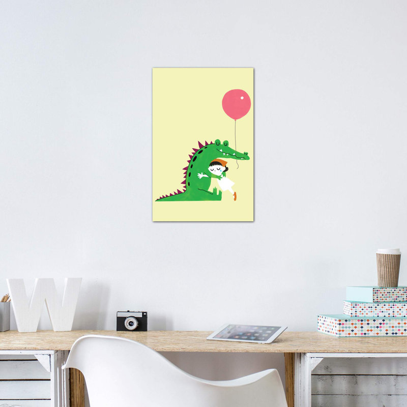 «Crocodile Hug» par Big Nose Work - impression d'art graphique, Aucun mat, H 60 po x l 40po x P 1,5 po, Toile tendue