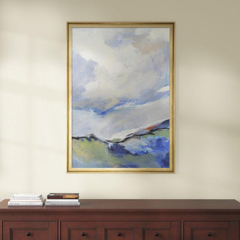Autour des nuages III - reproduction d'art sur toile, Toile encadrée dorée, H 30,5 po x l 42,5 po x P 1,5 po