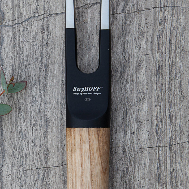 Ron Stainless Steel Meat Fork, Natural Wood