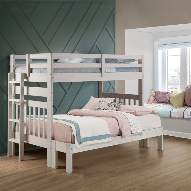 Ahmia Kids Twin Over Full Bunk Bed, White Mist