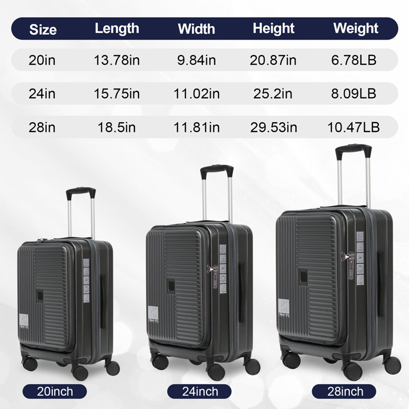 Luggage,with front opening,TSA approved lock,hardshell suitcase, Cement Grey