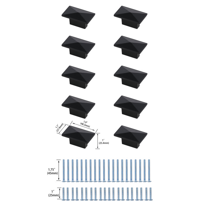 Jax 1.9" Length Rectangular Knob, Matte Black