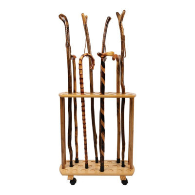  Wooden Walking Stick Display Stand 9.5 in Natural Wood Cane Holder
