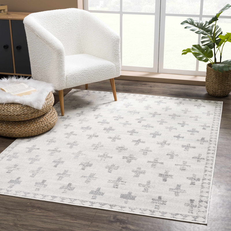 Dounia Transitional Performance Gray Area Rug, Rectangle 9' x 12'