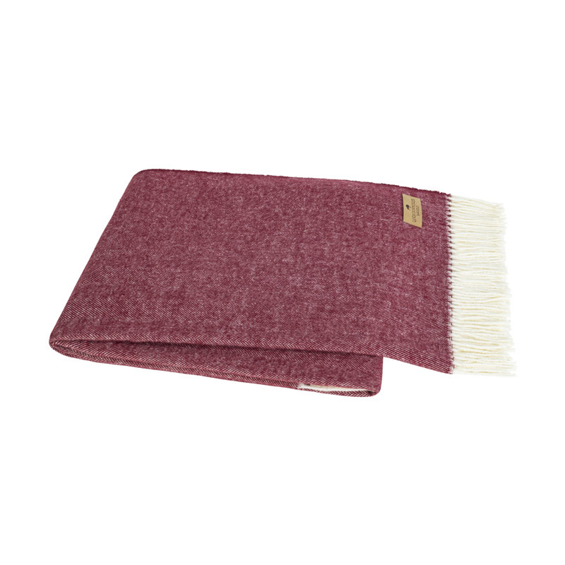 Italian Herringbone Throw Blanket, Cranberry
