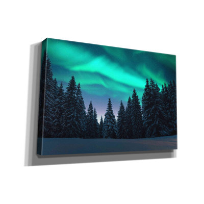 Northern Lights in Winter Forest 3 - impression sur toile tendue