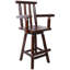 Tabouret de bar rustique - fabrication en bois de sapin, chaise avec repose-pieds, accoudoir large, tabouret de cuisine rustique, chaise de bistro haute pour salle à manger, restaurant, pub, 4 pieds, couleur brune