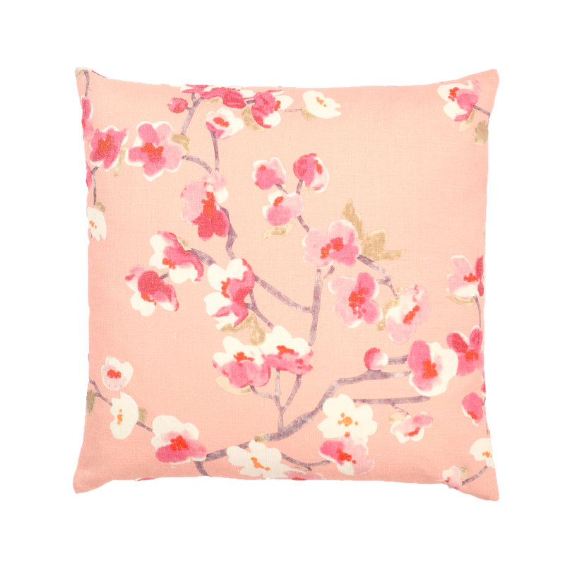 Coussin décoratif à imprimé floral Kyoto-S Sakura, H 18 po x l 18 po x P 8 po, Rose, Polyester