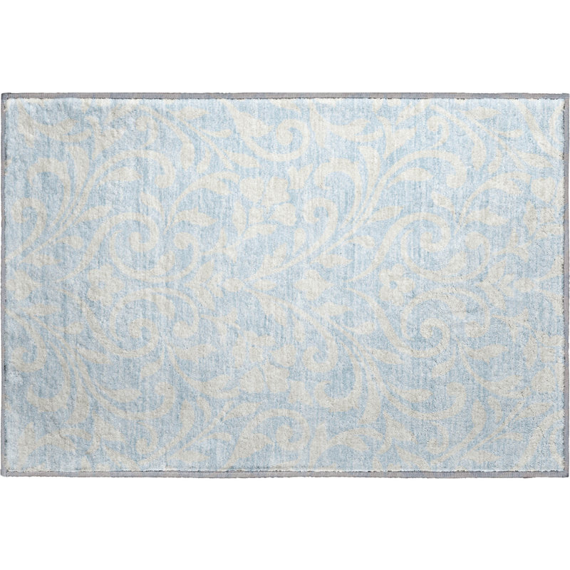 Premium Machine Washable Prisco Sky Rug, Rectangle 1'8" x 2'6"