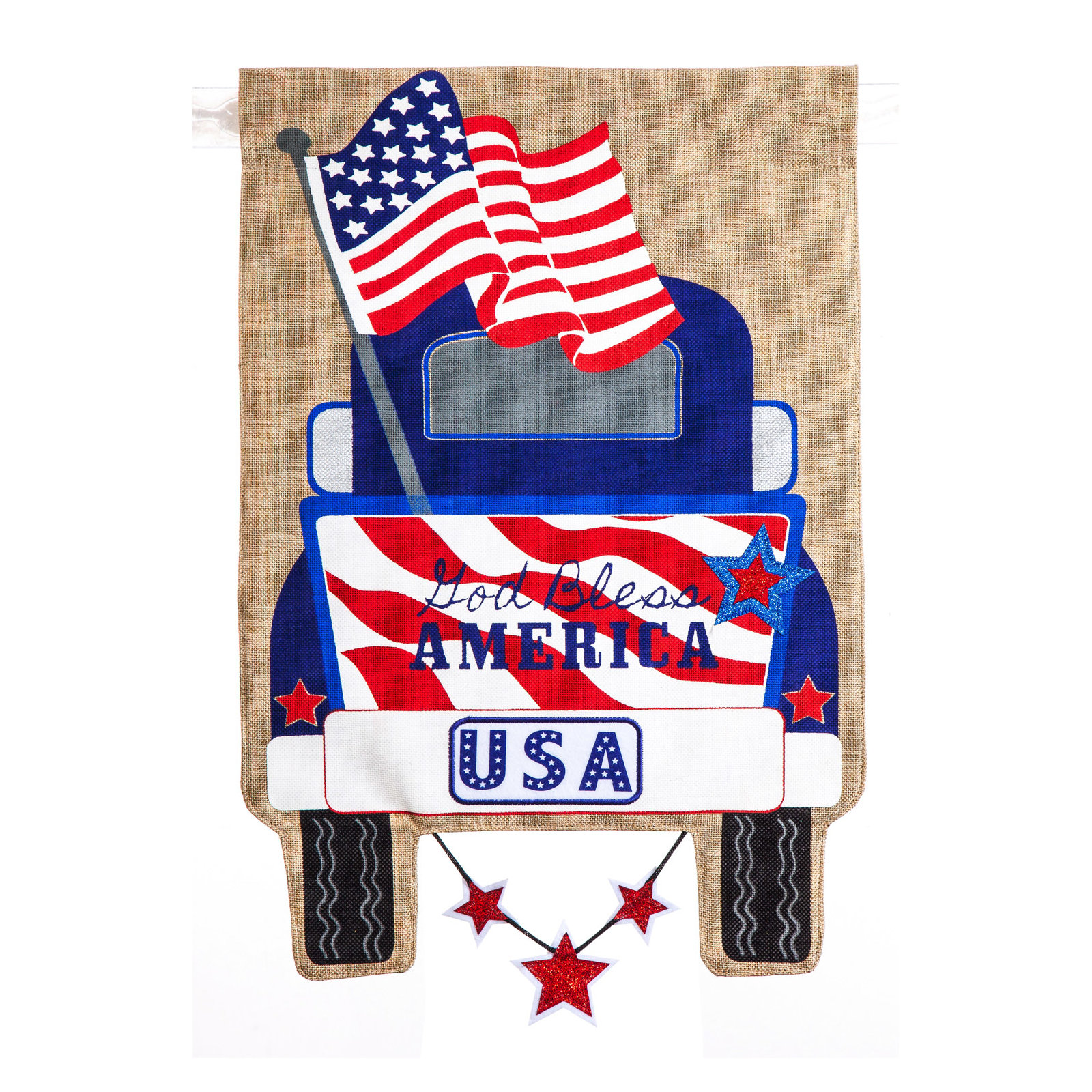Penley Pick-Up Truck Burlap Garden Flag, Small