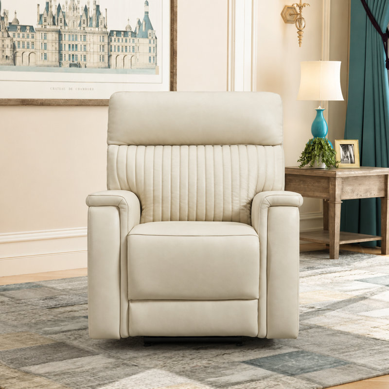 Fauteuil inclinable triple électrique en cuir véritable de 99 cm (39 po) avec appui-tête réglable à zéro gravité et port USB intégré