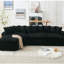 , 127 po, modulaire en forme de L, forme courbée élégante, velours côtelé noir, mousse haute, sans assemblage, sièges modulaires à gauche de 1277 po, dix coussins de dossier renforcés par ressorts, assemblage nécessaire, confort pour