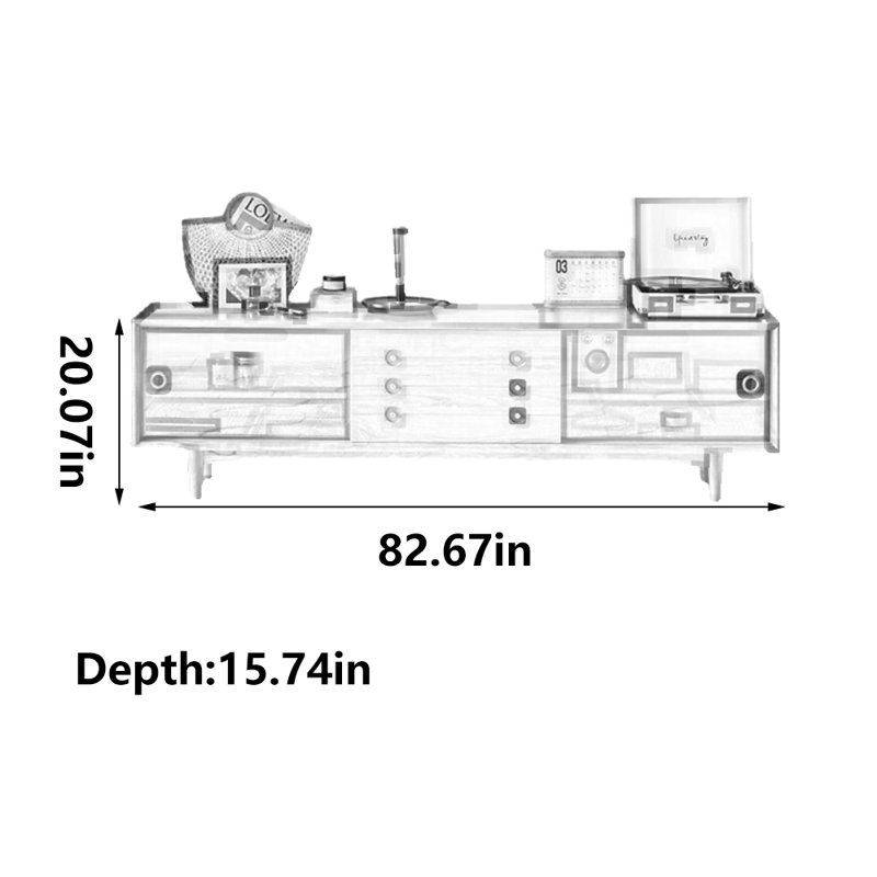 Meuble télé simple, H 20,07 po x l 82,67 po x P 15,74 po