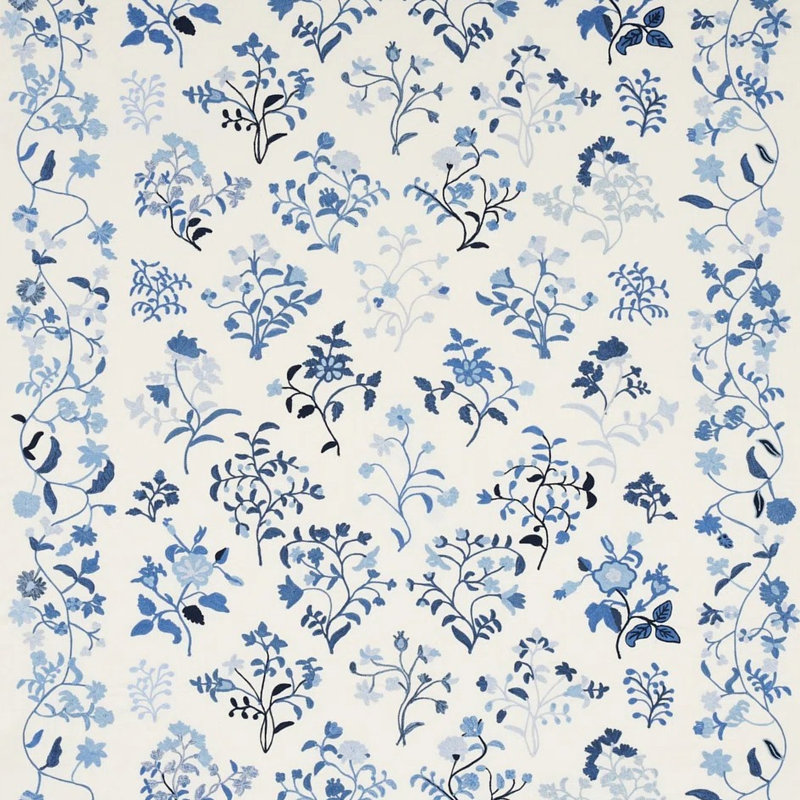 Raleigh Crewel Embroidery Fabric, Cornflower