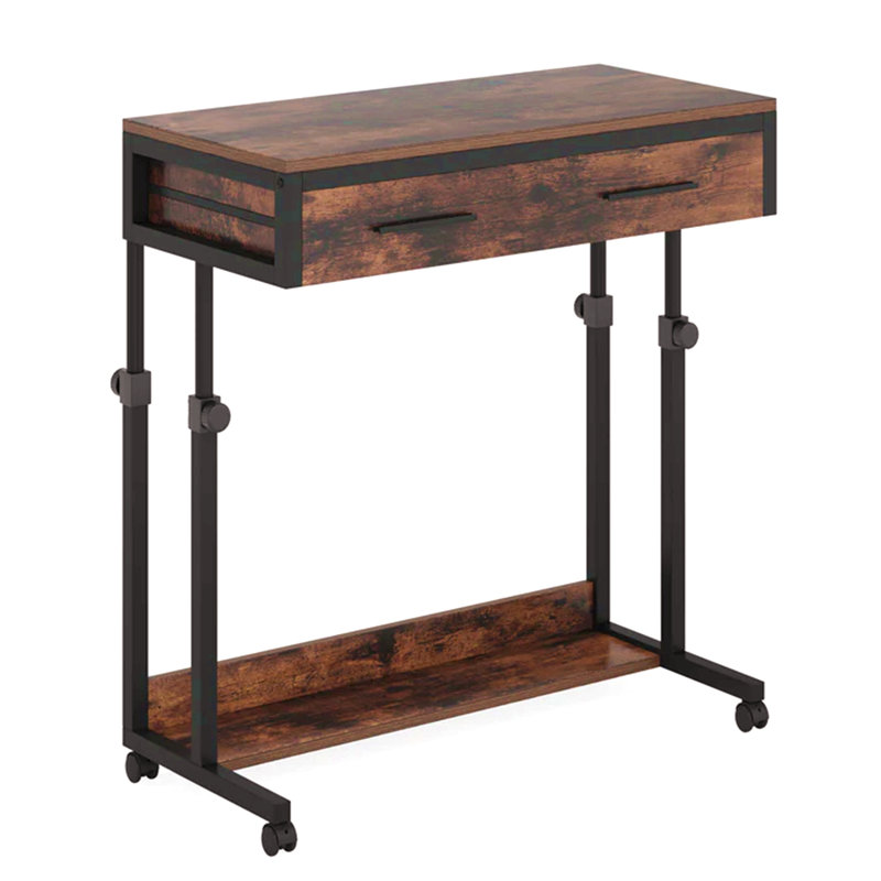 Office Table,Compact  Desk With Wheels,Height Adjustable Writing Desk,Mobile Coffee Table